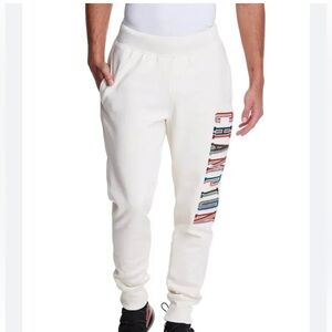 Champion Reverse Weave Cream Joggers Sweatpants Men’s Size L Logo Embroidered